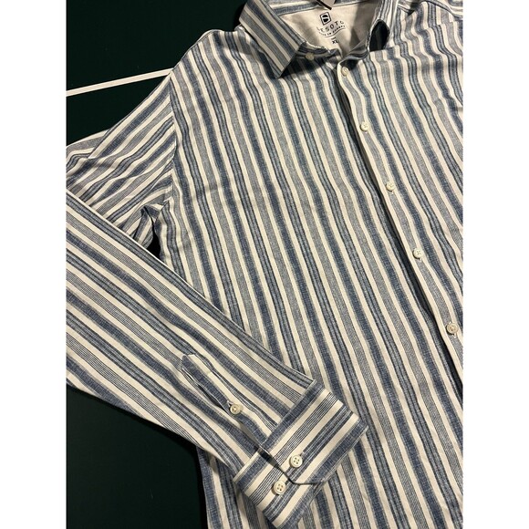 Desoto Made In Europe Long Sleeve Striped Button Shirt XL Designer 100% Cotton - Picture 2 of 8